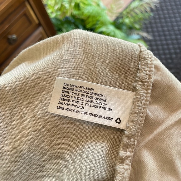 A New Day • Khaki tan linen rayon slacks pants wide leg stretch waist and tie. - Picture 10 of 10